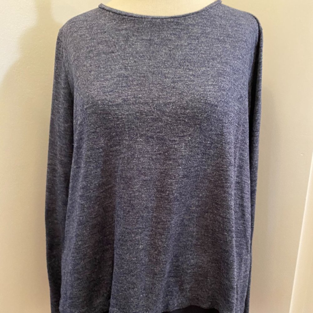 Ann Taylor duo fabric tunic top - dark slate blue heather